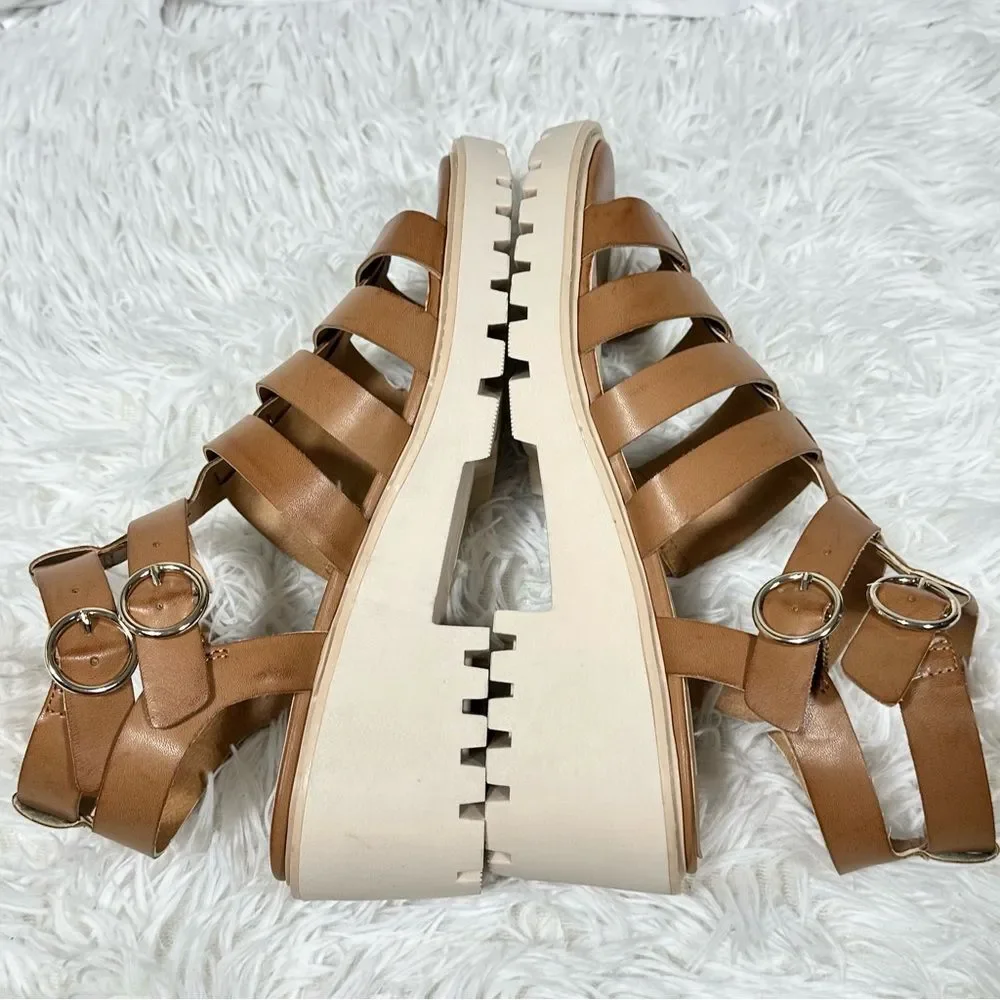 Dolce Vita Lillia Brown Block Heel Gladiator Sandals Chunky Lug Sole Platform 10